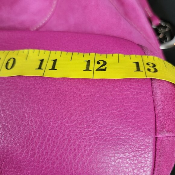 👜 Donald J Pliner Pink Faux Suede Drawstring Shoulder Bag - Picture 15 of 15